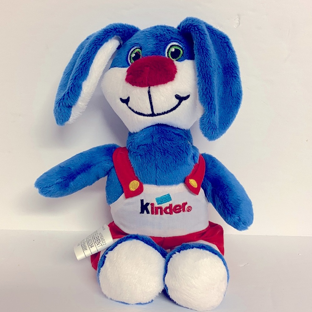 Kinder Surprise Blue & White Bunny Rabbit 9" tall Plush Stuffed Toy